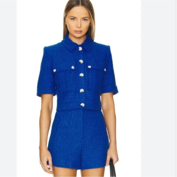 Veronica Beard Rosalina Cobalt Short Sleeve Jacket 14 NWT $498 - Picture 9 of 9